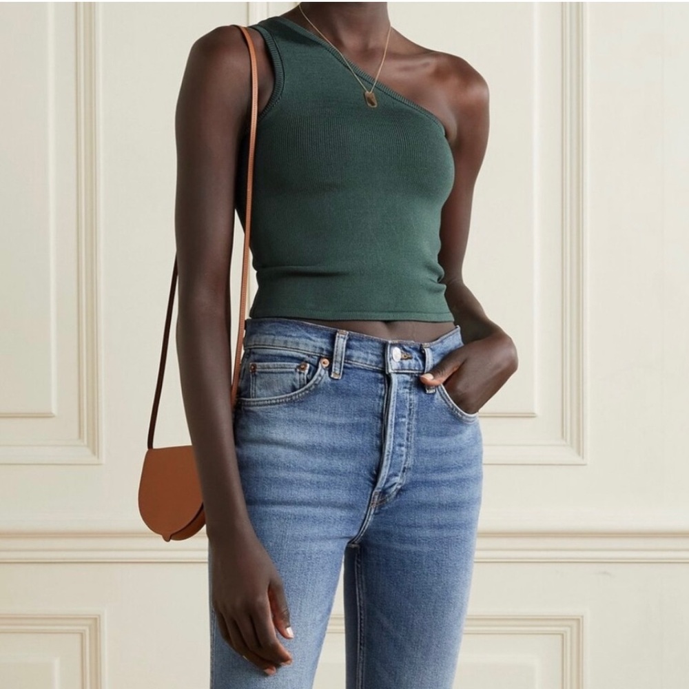 Calle del mar cropped one shoulder stretch top